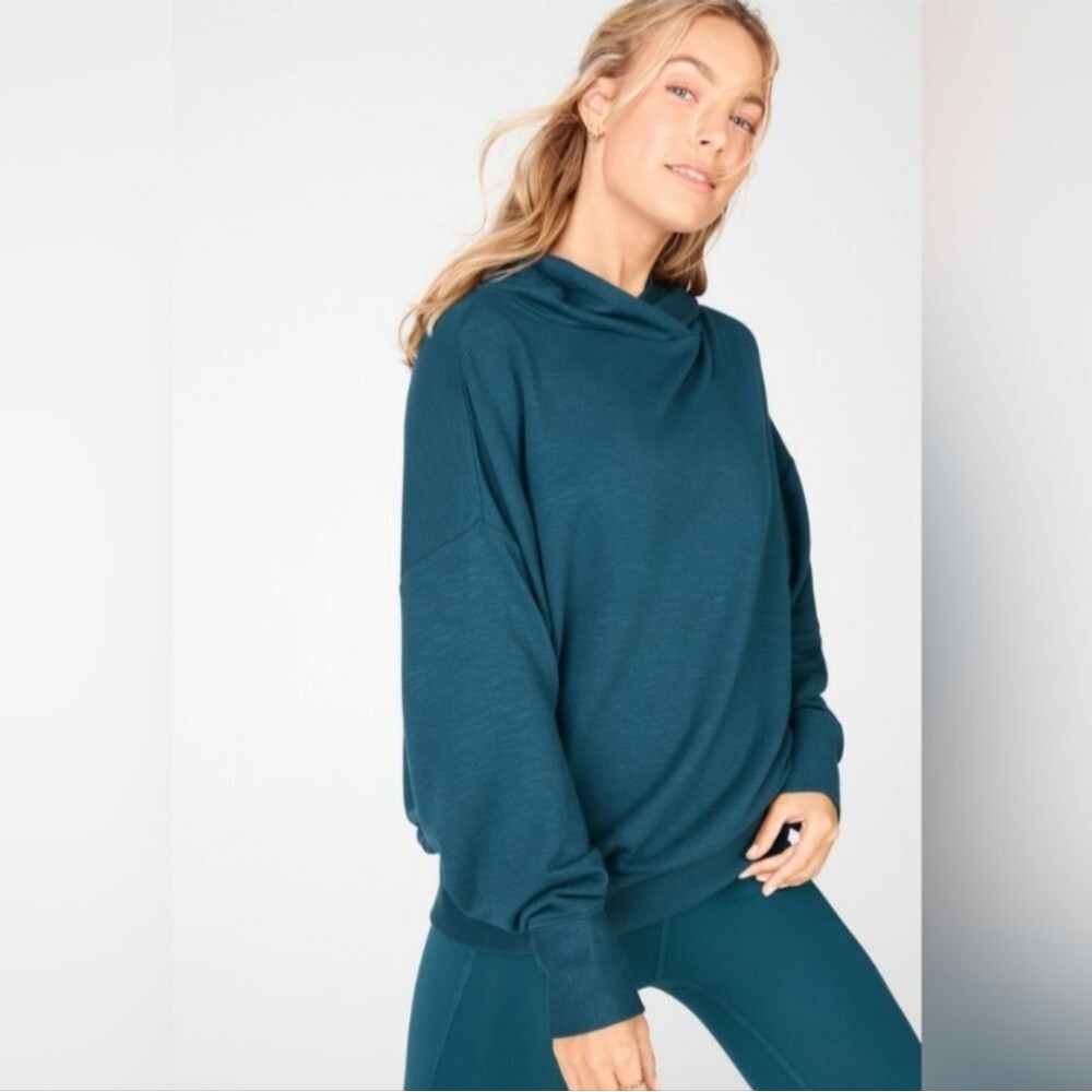 Fabletics Women's Teal Long Sleeve Go To Hoodie Size Medium